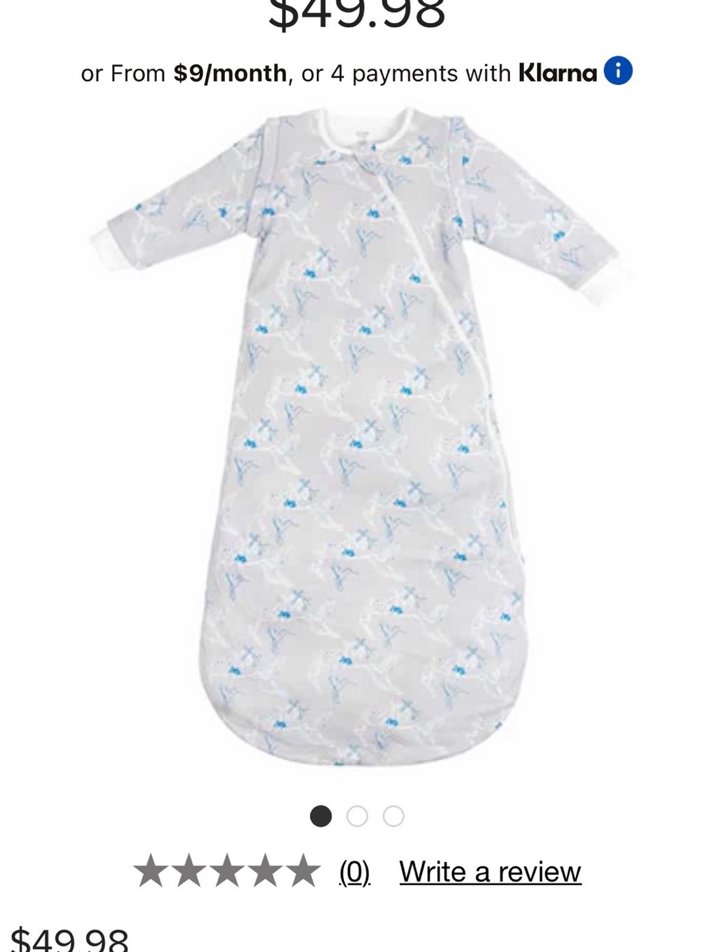 🌻3/$25 🌻 Nest Designs Organic Cotton Sleep Bag 1.0 TOG Hummingbird Grey